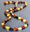 Four Colors Amber Healing Necklace Made of Bean Shape Amber Beads