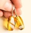 Amber Rectangle Earrings Made of Honey Amber With Bits of Flora