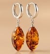 Amber Earrings Made of Cognac Color Amber 