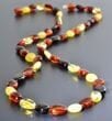 Four Color Amber Healing Necklace Made of Bean Shape Amber Beads