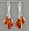 Multi Teardrop Amber Earrings Made of Cognac Baltic Amber