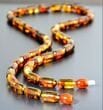 Amber Necklace Made of Tube Shaped Cognac Color Amber