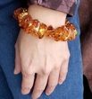 Amber Bracelet Made of Freeform Cognac Amber Rocks