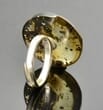 Adjustable Green Baltic Amber Silver Ring With Bits of Flora
