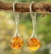 Amber Drop Dangle Earrings Made of Honey Baltic Amber