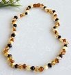 Amber Healing Necklace Made of Four Color Baroque Amber Beads