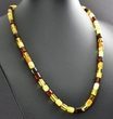 Men's Amber Necklace Made of Tube Shape Multicolor Amber