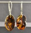 Amber Earrings Made of Baltic Amber With Bits of Flora