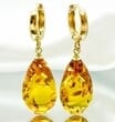 Amber Teardrop Earrings Made of Honey Color Amber 