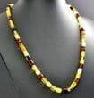 Men's Amber Necklace Made of Tube Shape Multicolor Amber. Unisex.