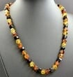 Men's Amber Necklace Made of Faceted Cherry, Cognac, Lemon Amber.
