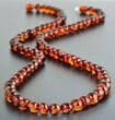 Dark Cognac Color Amber Necklace Made of Baroque Shape Amber