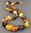 Multicolor Amber Necklace Made of Natural Shape Amber Rocks