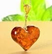 Amber Heart Pendant Made of Cognac Color Amber