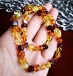 Amber Necklace Made of Faceted Baltic Amber Beads