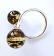 Adjustable Greenish Baltic Amber Silver Ring