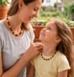 2 Matching Four Color Amber Necklaces for Mom and Child