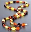 Four Colors Amber Healing Necklace Made of Bean Shape Amber Beads