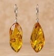 Amber Earrings Made of Cognac Color Amber