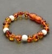 Children's Amber Bracelet Anklet Made of Amber and White Turquoise