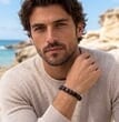 Men's Amber Bracelet Made of Black Raw Cube Shape Amber Beads