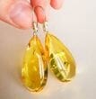 Amber Earrings Made of Golden Color Baltic Amber