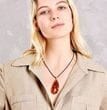 Amber Amulet Made of Tall Natural Shape Cognac Color Amber Rock