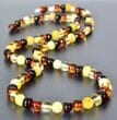 Amber Healing Necklace Made of Four Color Baroque Baltic Amber