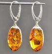 Amber Teardrop Earings Made of Cognac Color Amber