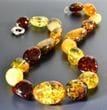 Large Amber Necklace Made of Multicolor Amber Beads