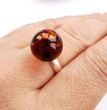 Adjustable Cognac Amber Ring in Sterling Silver