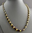 Mens Necklace Made of Cylinders and Round Shape Amber Beads