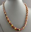 Men's Necklace Made of Cylinders and Round Shape Amber Beads