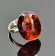 Adjustable Light Cherry Baltic Amber Silver Ring