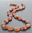 Amber Necklace Made of Flat Round Shape Dark Cognac Color Amber