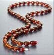 Amber Necklace Made of Oval Shape Dark Cognac Color Amber