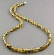 Green Amber Necklace Made of Green Color Amber