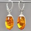 Amber Teardrop Earings Made of Cognac Color Amber