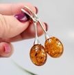 Stunning Amber Drop Dangle Earrings Made of Cognac Baltic Amber