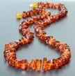 Amber Necklace Made of Nugget Shaped Cognac Color Amber