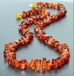 Amber Necklace Made of Nugget Shaped Cognac Color Amber