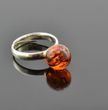 Adjustable Cognac Amber Ring in Sterling Silver