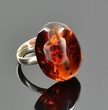 Adjustable Light Cherry Baltic Amber Silver Ring 
