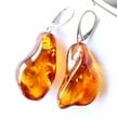 Unique Amber Earrings Made of Natural Sape Baltic Amber