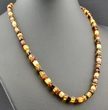Men's Necklace Made of Button Shaped Multicolor Amber Beads