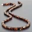Men's Amber Necklace Made of Cylinders and Disk Shape Amber