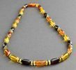 Men's Amber Necklace Made of Cylinders, Disk Shape Amber. Unisex.