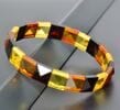 Bangle Style Amber Bracelet Made of Pyramid Shape Amber Pieces