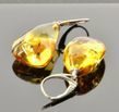 Natural Shape Amber Drop Earrings Made of Honey Amber