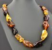 Amber Necklace Made of Free Form Shape Multicolor Baltic Amber
